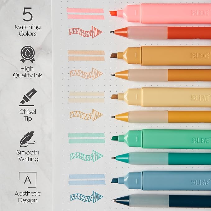 BLIEVE - Aesthetic Highlighters and Gel Pens With Soft Ink and Chisel Tip, Bible Highlighters and Pens No Bleed, Dry Fast Easy to Hold, for Bible Journaling Planner School Supplies (VINTAGE)