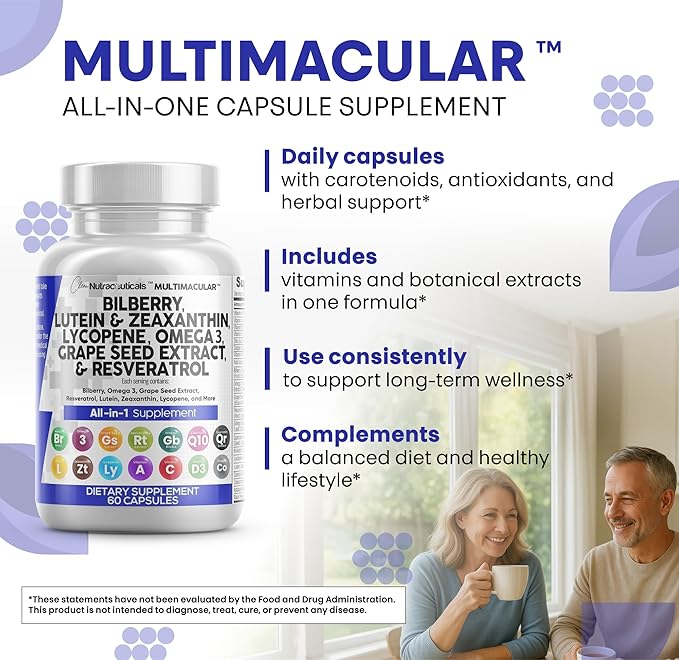 Clean Nutra Eye Vitamins with Bilberry Lutein and Zeaxanthin Supplements Lycopene 40mg Resveratrol Grape Seed Astaxanthin for Eyes - Eye Care Health Support Eye Vitamin and Mineral Supplement