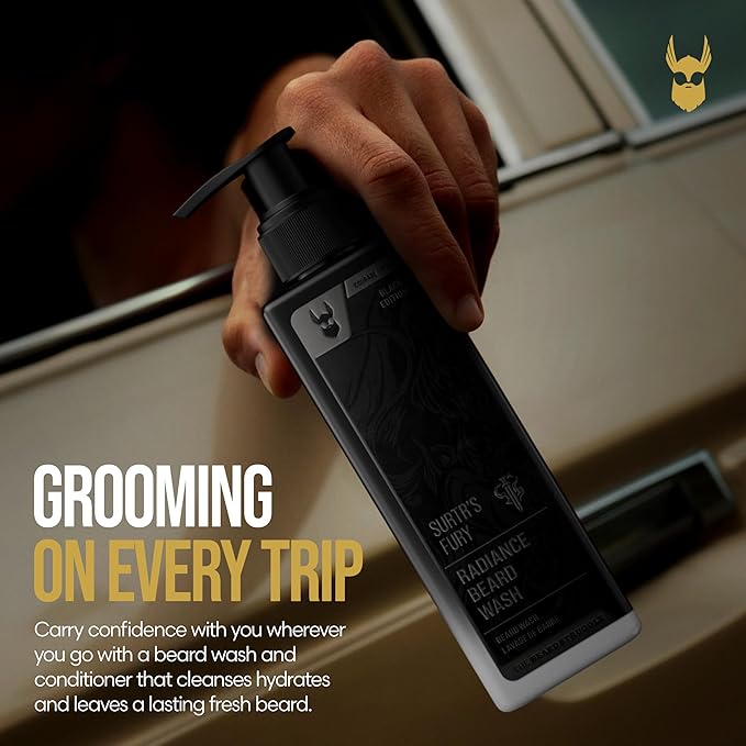 The Beard Struggle - Radiance Beard Wash & Conditioner Bundle for Men - Platinum Collection - Pack of 2, Surtr's Fury - Nourish, Cleanse, Softens, & Strengthens Beard