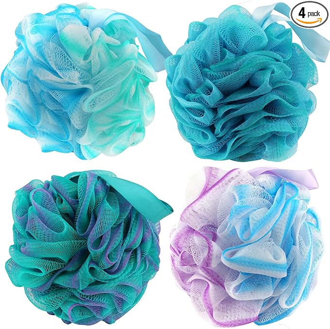 Chuya Bath Sponges Loofahs 60g,4 Pack Exfoliating Bath Sponge Body Scrubber Shower Loofa Balls for Women Men Children Washing