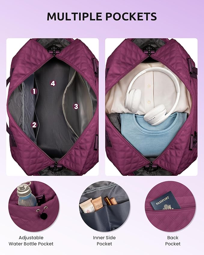 Granddaughter Gift from Grandmom, Kids Birthday Gift-Girl Travel Bags with Shoe Compartment, Weekender Bag, Monogram Overnight Bag for Women, Letter Travel Bag with Makeup Bag (Letter N)