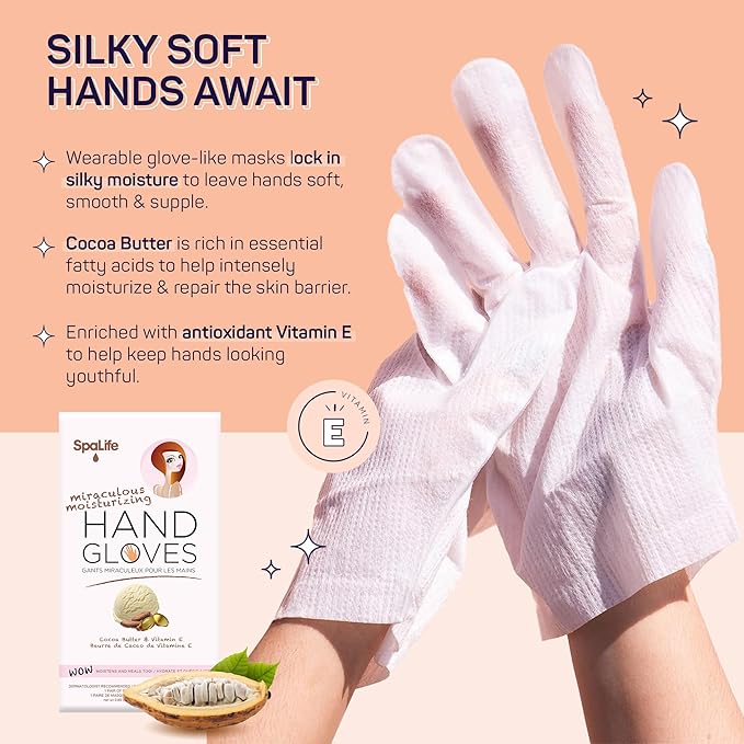 SpaLife 10 Piece Korean Face Mask & Moisturizing Hand Gloves Set | Foot Mask Socks for Dry Cracked Hands & Feet | Korean Skincare Cuticle Repair Mask Women | Self Care Gifts for Women | 10 Pack