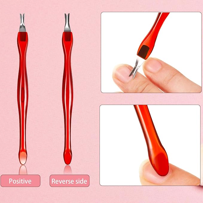 Mudder 30 Pieces Nail Cuticle Knife Cuticle Trimmer Remover Pusher Stainless Steel Dead Skin Callus Removal Fork with Plastic Handle 4 Inch Nail Cleaner Tool for Fingernail and Toenail