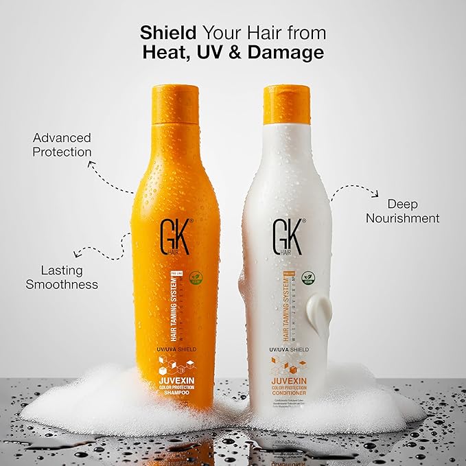 GK Hair Shield Shampoo and Conditioner – UV/UVA Protection for Color-Treated Hair – Hydrates, Prevents Fading and Split Ends – Anti-Frizz Formula for Softer, Stronger Hair