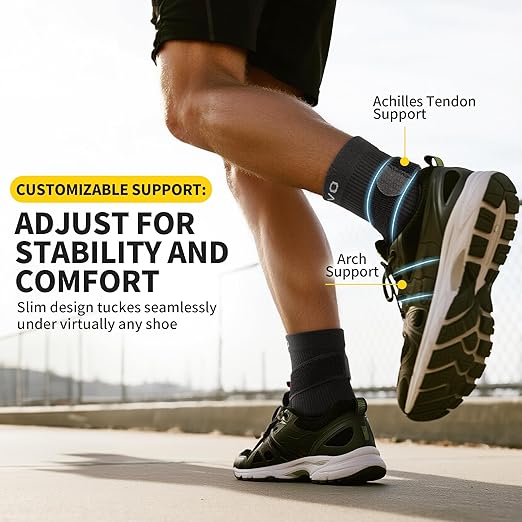 CAMBIVO 1 Pair Ankle Braces for Men and Women, Ankle Compression Socks for Foot Pain, Daily Wear, Fitness, Working, Achilles Tendonitis Relief Ankle Sleeve (Black with Strap, Small)