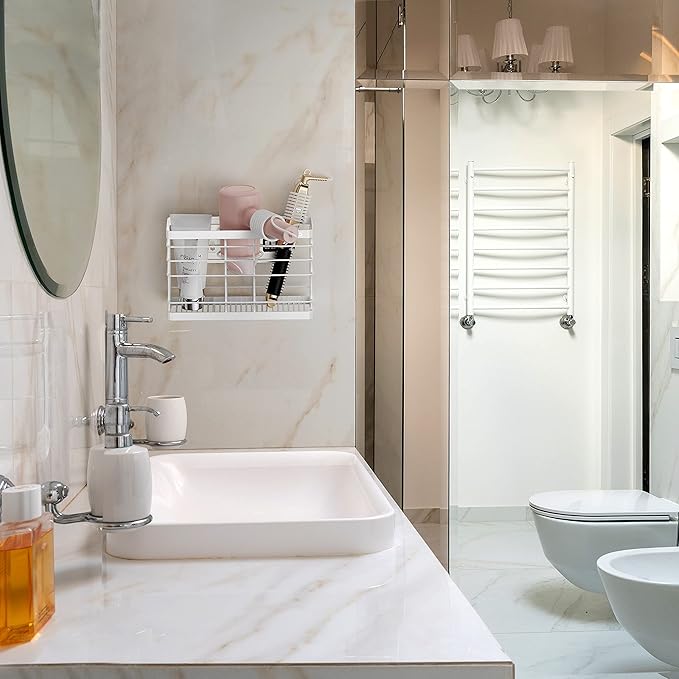 Hair Tool Organizer, Curling iron stands, Bathroom Organizer Basket Hair Supplies Organizer Storage Hair Dryer Holder- Wall Mount No Drilling