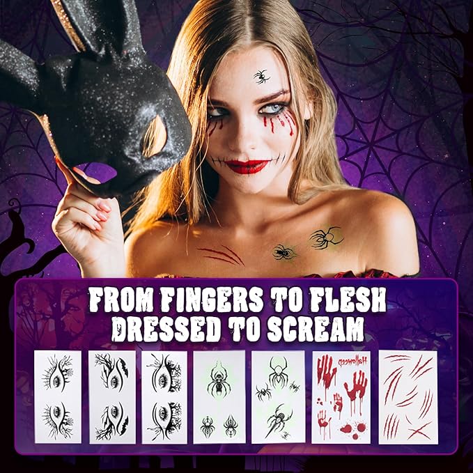 beetles Scream On Halloween Limited Box, Halloween Gel Polish Kit with UV Light, Black Orange Dark Purple Cat Eye Polish With Nail Tips Nail Sticker Manicure Kit Salon DIY Nail Art Gift Set