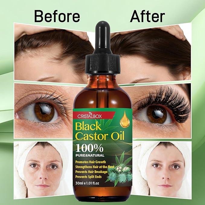 3 Pack Jamaican Black Castor Oil, Cold Pressed 100% Pure and Organic Castor Oils for Hair Growth, Eyelashes Care, Face Moisturizer,Skin Hydration, Eyebrows Nourishment, and Castor Oil Packs