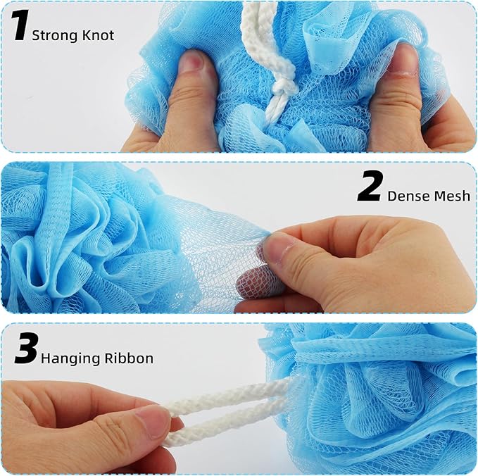Chuya Large Bath Sponges Loofahs 70g,4 Pack Shower Sponge Exfoliating Cleaning Bath Loofa Body Scrubber Balls for Women Men Washing