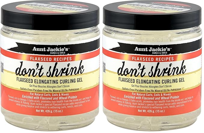 Aunt Jackie's Curling Gel, Elongating, for Natural Curls | Flaxseed Formula | Prevents Dryness | 15 oz | Pack of 2