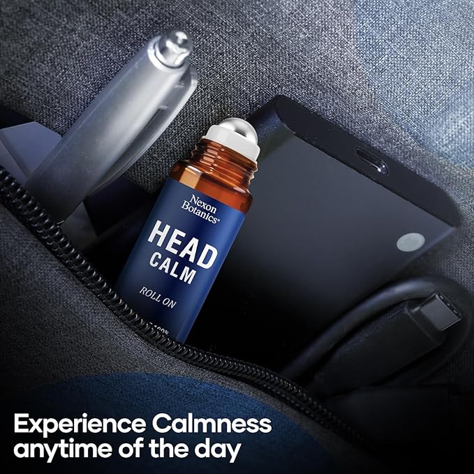 Head Calm Essential Oil Roll-On 10 ml - Soothing Blend of Pure & Natural Essential Oils - Roller Ball for Migraine & Headache Relief - Nexon Botanics