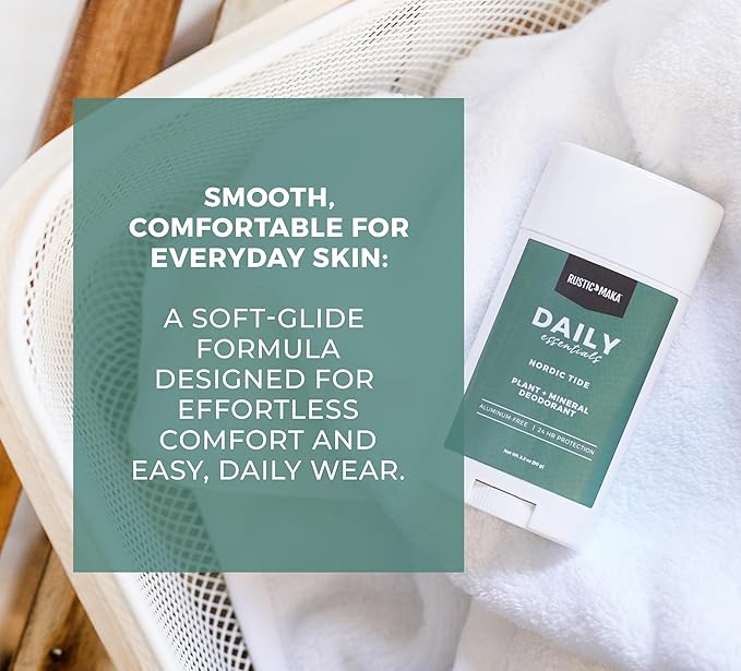 Rustic MAKA Plant + Mineral Deodorant Stick for Women - Nordic Tide | Strong Odor Control | No Added Aluminum, No Added Parabens, No Added Baking Soda | Long-Lasting Protection