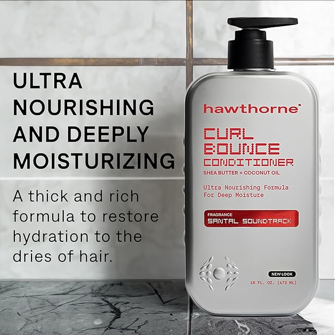 Hawthorne Curl Bounce Conditioner for Curly Hair. Mens Curly Hair Conditioner with Shea Butter, Avocado Butter, and Coconut Oil to Nourish & Strengthen. Sulfate Free, Paraben Free. 16 fl oz. 2-Pack.