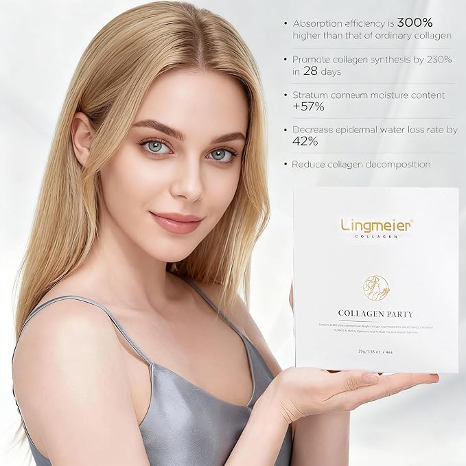 Hydrating Overnight Collagen Facial Mask 4 Sheets,Bio- Collagen Mask Real Deep Mask,Containing 80,000ppm Hydrolyzed Marine Collagen Peptide for Tighten, Elasticity, Pore Minimizing