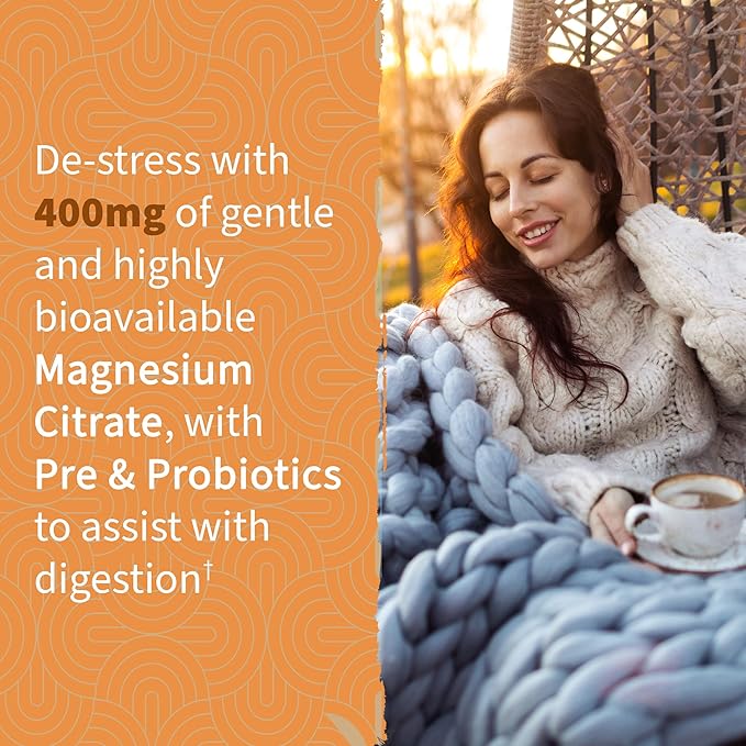 Garden of Life Magnesium Citrate Supplement Gummies with Prebiotics & Probiotics for Stress, Sleep & Recovery - Vegan, Gluten Free, Kosher, Non-GMO, No Added Sugars, Peach Flavor, 60 Count