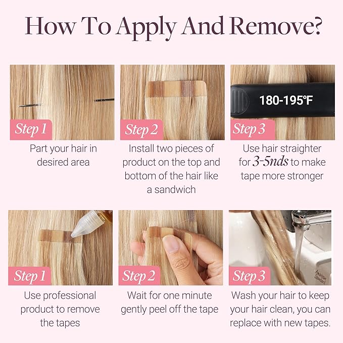 GOO GOO Tape in Hair Extensions Human Hair, 18F/60A Balayage Light Wheat Platinum Blonde, 20inch 50g 20pcs, Skin Weft Seamless Invisible, Silky Straight with Thick Ends, Remy Human Hair