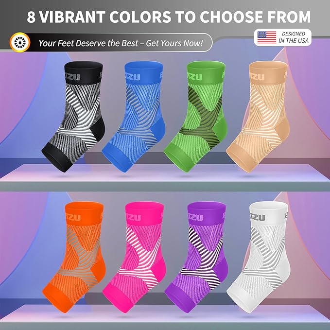Compression Socks for Plantar Fasciitis, Achilles Tendonitis, Arthritis Relief, Ankle Brace Compression Sleeve with Foot Arch Support, Ankle Wrap for Women, Men, Swelling & Heel Pain Purple L-XL