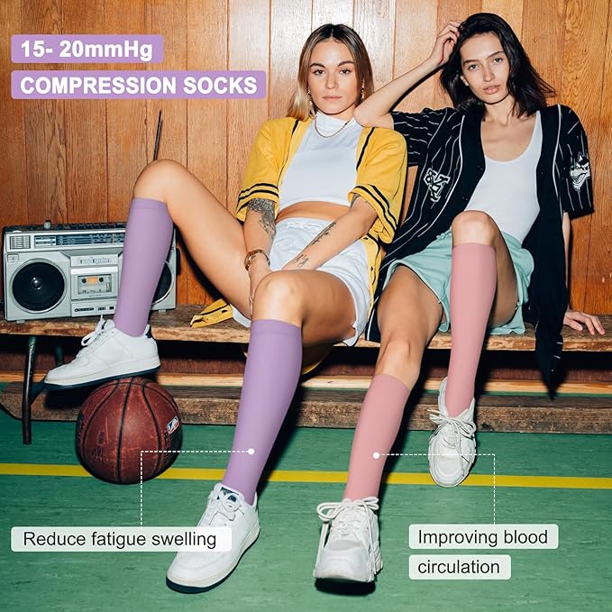 Iseasoo 4 Pairs Compression Socks for Women Circulation-Best Support for Nurses,Running,Athletic,Travel