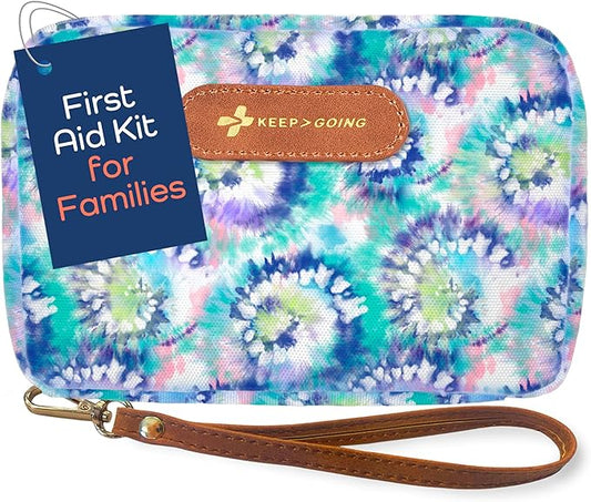 KeepGoing Travel First Aid Kit for Kids – 130 Pc. for Car, Home, Purse, Diaper Bag & Backpack with Latex-Free Bandages - Mini First Aid Kit Travel Size TSA-Approved