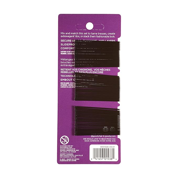 Goody Styling Essentials Bobby Pins, Black, 2 Inches, 60 Count (Pack of 6)