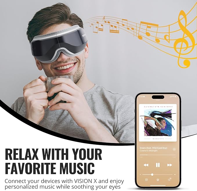 BOKOR Eye Massager with Heat -Eye Care Device, Vision X Heated Mask for Migraine, Eye Strain & Improve Sleep