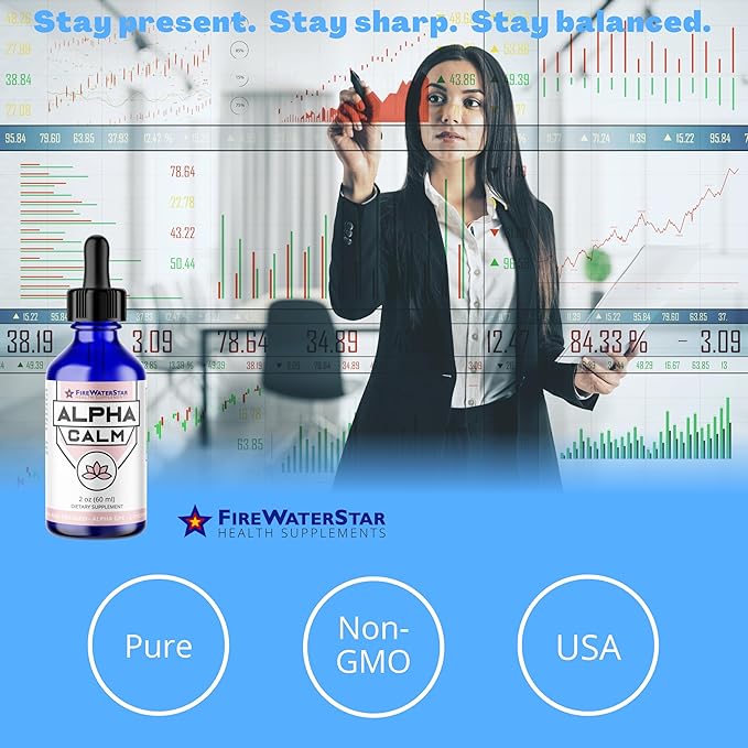 FWS Alpha Calm Liquid Drops - L Theanine, Alpha GPC - Cool Calm Vibes with no Jitters - Supports Calm Mood, Focus, Memory, Stress Relief, Productivity - Organic, non-GMO - 30 Servings