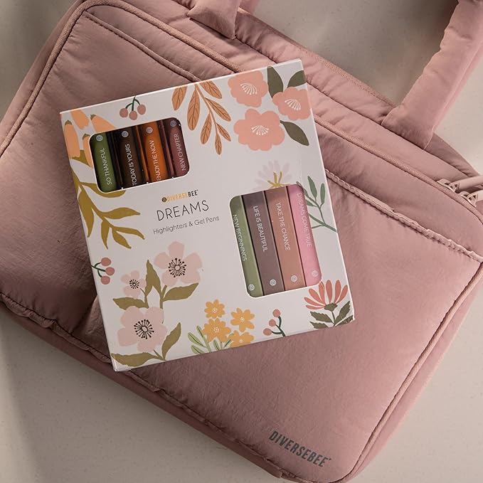 DIVERSEBEE Aesthetic Highlighters and Gel Pens, Earthy Bible Highlighters No Bleed, 8 Pack Assorted Colors Cute Journaling Pens, Bible Study Supplies (Dreams)