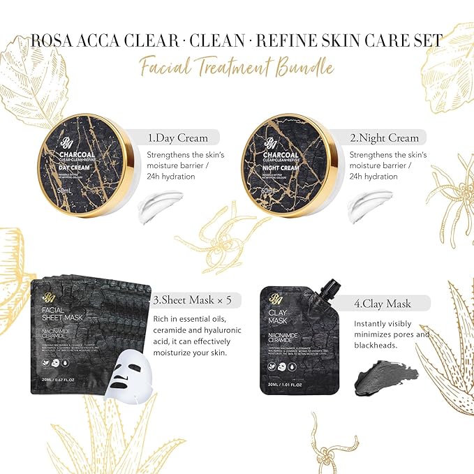 Valentines Day Gifts for Women & Men, Charcoal 23 Pcs Skin Care Set, Bath and Body Kit, Spa Gift Set, Birthday Gifts, Serum, Face Oil, Sheet Mask, Clay Mask, Bath Bombs, Christmas, Mother Day, Dad