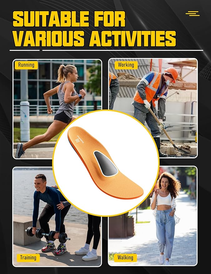 Arch Support Insoles with Metatarsal Pads, Orthotic Inserts for Metatarsalgia, Morton's Neuroma, Plantar Fasciitis, Ball of Foot Pain Relief, Man Women Insole for Standing All Day-E
