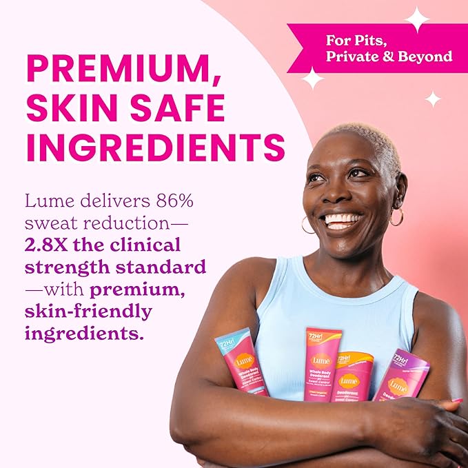 Lume Whole Body Deodorant Plus Sweat Control - Smooth Cream Tube - 72 Hour Odor And Sweat Control - Baking Soda Free, Skin Loving - 3.0 ounce (Pack of 2) (Soft Powder)