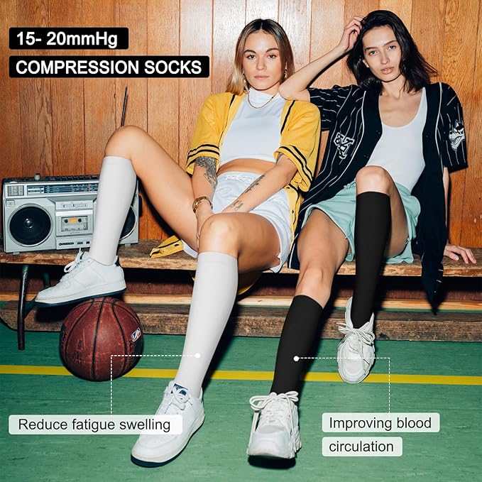 Iseasoo 4 Pairs Compression Socks for Women Circulation-Best Support for Nurses,Running,Athletic,Travel