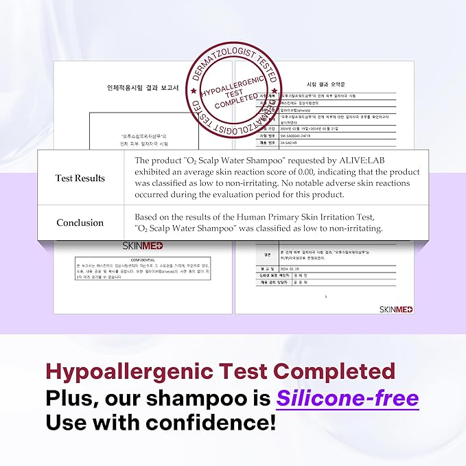 ALIVELAB O2 Scalp Water Shampoo for Sensitive Scalp, Itchy, Anti Dandruff, Deep Cleansing and Soothing, Hair Care, Scalp cleanser, Water Type, Liquid shampoo, Silicone-Free 22 fl oz