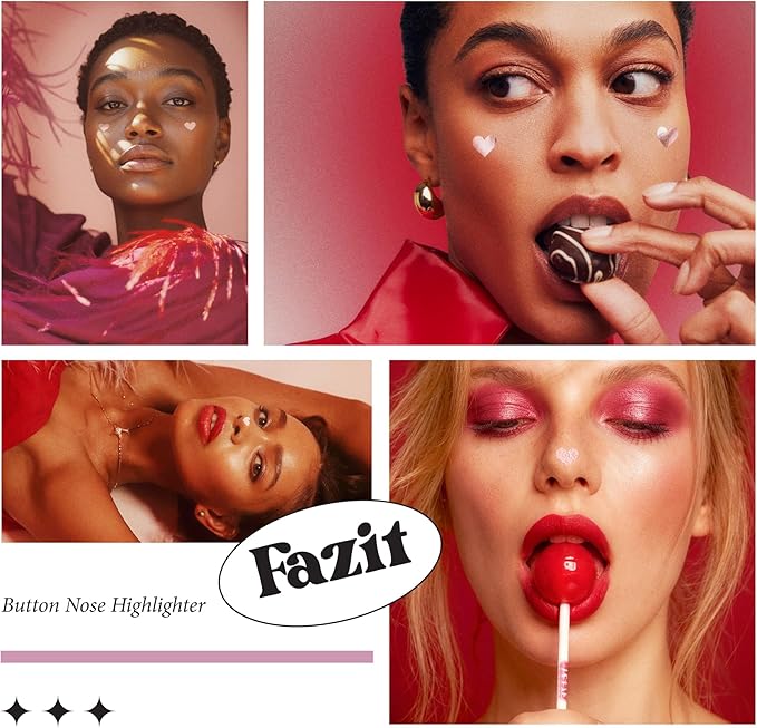 Fazit Makeup Patches - Button Nose Highlighter - Glow Up Make-Up Patches - Cute Glitter Makeup Accessories for Women - Cosmetic Glitter for Face