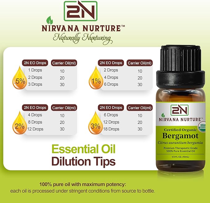 Bergamot Essential Oil USDA Certified Organic, 100% Pure Natural Premium Grade, Undiluted