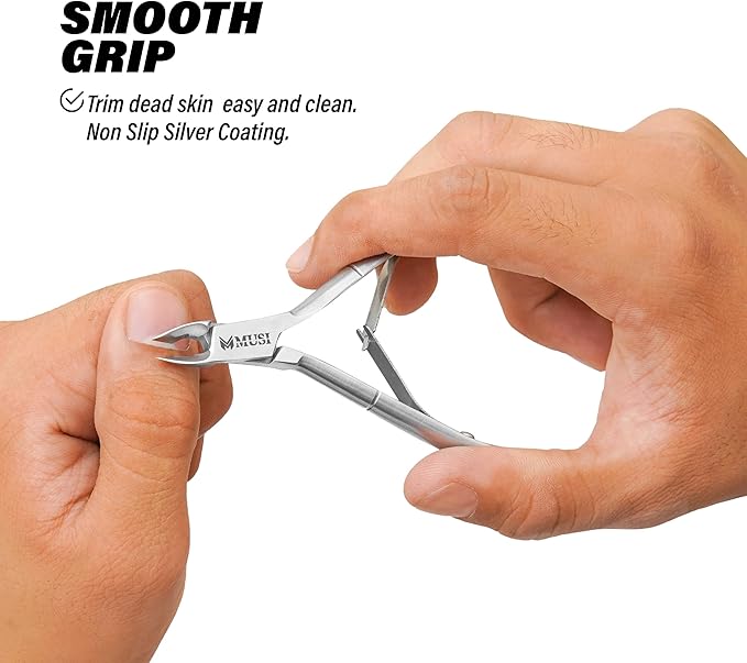 MUSI Cuticle Cutter & Nail Nipper - Durable, Stable & Super Sharp Stainless Steel, Precision Jaw Dead Skin Remover for Fingernails & Toenails, Manicure & Pedicure