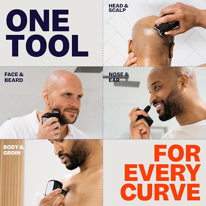 Freebird FlexSeries Electric Head & Body Hair Shaver, Mens Cordless Rechargeable Wet and Dry Skull, Bald Head, Back, Groin Waterproof Razor with Rotary Blades (FlexSeries Pro, Without Accessories)
