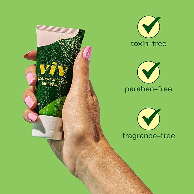 Viv For Your V Premium Soft Menstrual Cups Kit, Flexible Small Period Cup, Pull Tab Ring for Easy Removal, Cleansing Gel Wash, Travel Pouch, Comfortable 12 Hour Wear, Reusable, Medical Grade Silicone