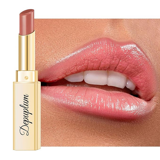 Depuplum Nude Pink Lipstick for Women Hydrate Glossy Lipstick Moisture Lip Gloss Sheer-Medium Coverage Long Lasting Lipsticks for Dry Lips,DM70 Peach Nude