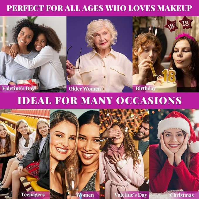 All in One Makeup Kit for Women Full Kit - 24 Eyeshadow, 4 Lipsticks, 2 Blushers, 1 Powder, 2 Eyebrow Powder, 1 Mirror, 2 Double Ended Brush, Makeup Gift Set for Teen Girls Women Beginner and Pros