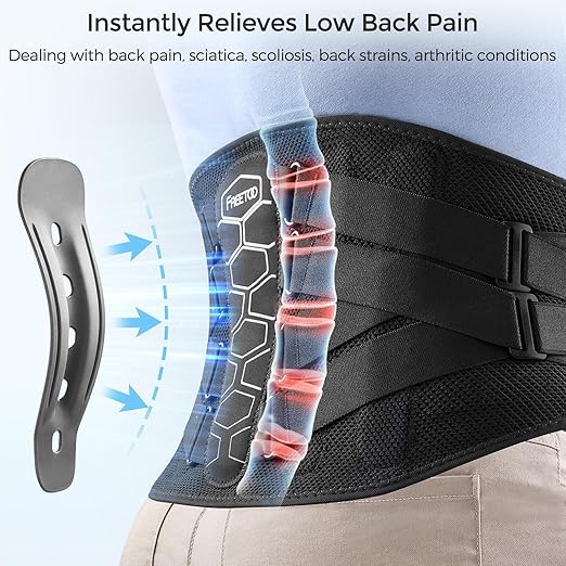 FREETOO Back Braces for Lower Back Pain Relief with Pulley System,Lumbar Support Belt for Men & Women with Lumbar Pad, Ergonomic Design and Soft Breathable 3D Knit Material,for Herniated Disc,Sciatica