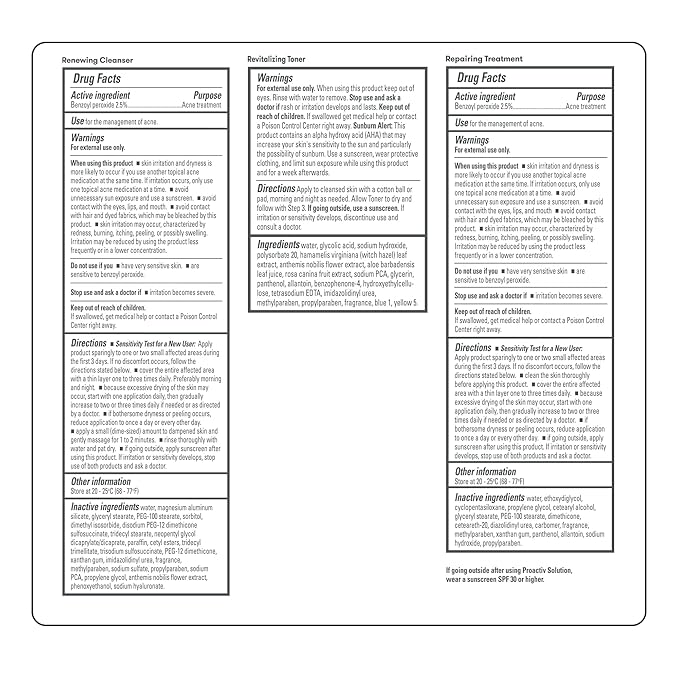Proactiv 3 Step Acne Treatment System with Benzoyl Peroxide Face Wash, Exfoliating Toner, Repairing Spot Treatment, 60 Day Complete Skin Care Kit