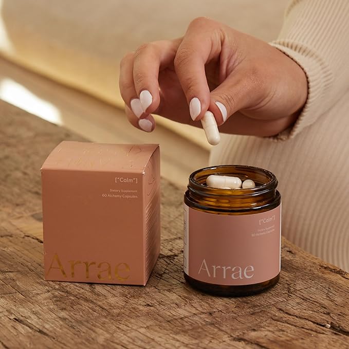 Arrae Calm Cortisol Manager - 60 Stress & Panic Relief Capsules - Mood Support Supplement w/L-Theanine, Inositol, Passionflower, & Magnesium to Help You Feel Zen