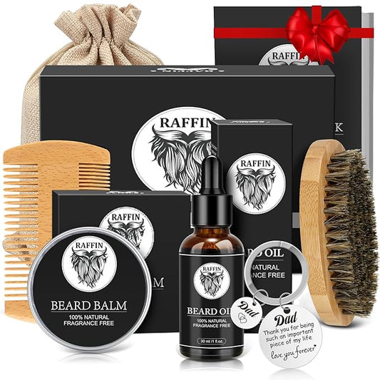 Dad Gifts - Beard Kit & Keychain, Practical & Thoughtful Combo, Birthday/Valentines Day Gifts for Dad, Men's Self-care Set & Constant Keepsake, Stepdad/Father/Daddy Gifts from Kids Son Daughter