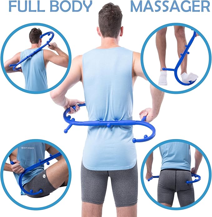 Body Back Buddy Classic USA Made Handheld Full Body Massage Cane Pressure & Trigger Point Massage Tool for Deep Tissue Pain Relief - Dual Massage Hooks for Back, Shoulder, Neck. Manual Back Massager