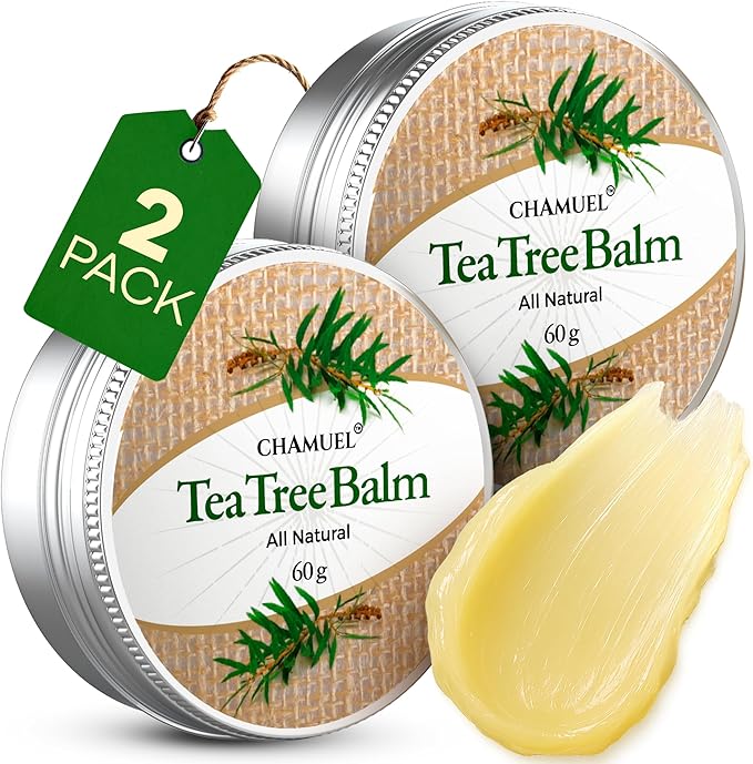 Tea Tree Oil Balm- All Natural | Great Cream for Soothing Eczema, Cracked Foot, Rashes, Jock Itch, Bug Bites, Folliculitis, Acne, Itchy Skin, Cuticles, Psoriasis, Saddle Sores- For Women & Men, 2-Pack