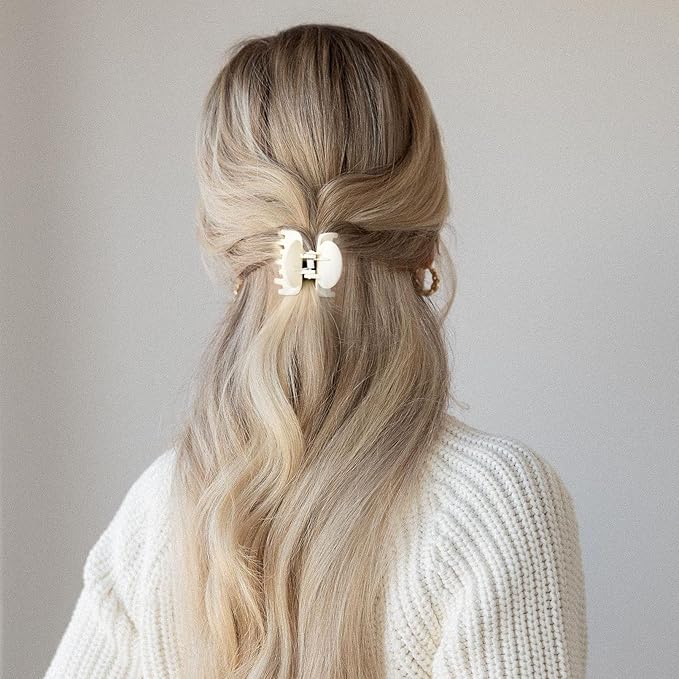 DEEKA Hair Clips Small Claw Clips for Thin Hair 6 Pack Double Row Teeth 1.6" Medium Matte Non-slip Short Hair Accessories for Women and Girls -Brown