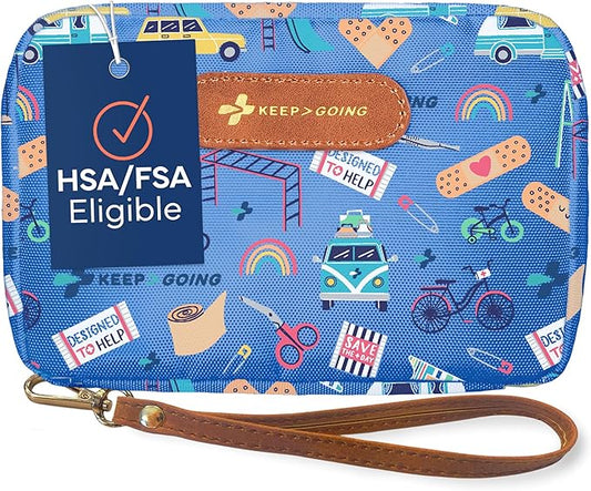 KeepGoing Travel First Aid Kit for Kids – 130 Pc. for Car, Home, Purse, Diaper Bag & Backpack with Latex-Free Bandages - Mini First Aid Kit Travel Size TSA-Approved