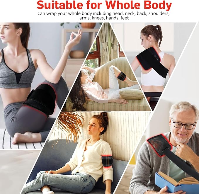 Red Light Therapy Belt, 3 in 1 LED Bead Infrared Light Therapy for Body, Wearable Wrap with Timer for Back Shoulder Waist 660nm Red Light-Therapy & 850nm Infrared Light Device Home Use (Corded)