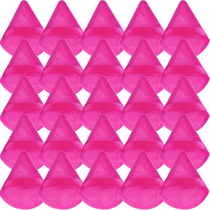 GXXMEI 30PCS Powder Puff Face Makeup Sponge Soft Velour Triangle Powder Puffs for Loose Powder Setting Powder Cosmetic Foundation Beauty Sponge, Stocking Stuffers Gift for Women (Pink)