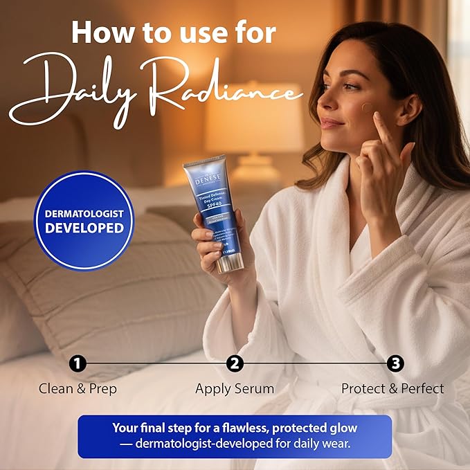 Dr. Denese SPF 40 Defense Day Cream 4 fl oz -Natural Tinted Moisturizer & Daily Sunscreen for Radiant Hydrated Skin–BB Cream with Antioxidants for Smooth Even Tone–Universal Shade for All Skin Types